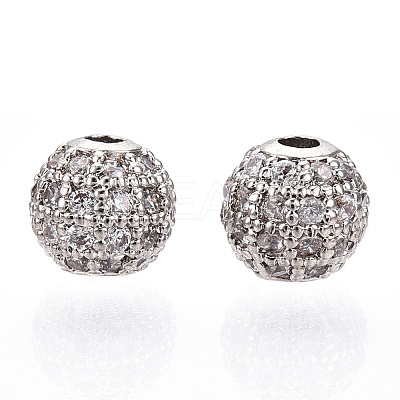 Rack Plating Brass Cubic Zirconia Beads ZIRC-S001-6mm-A03-1