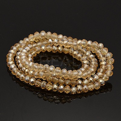 Pearl Luster Plated Faceted Rondelle Glass Beads Strands GLAA-A024D-PL01-1