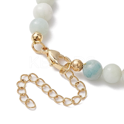 Natural Flower Amazonite &  Synthetic Turquoise Charm Anklets for Women AJEW-AN00616-01-1