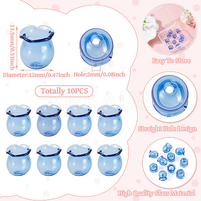 10Pcs Glass Bead Caps for Wind Chimes Making GLAA-BY0001-05H-1