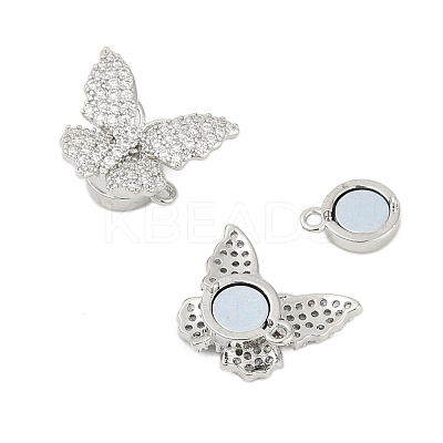 Brass Micro Pave Clear Cubic Zirconia Magnetic Clasps KK-C066-13P-1