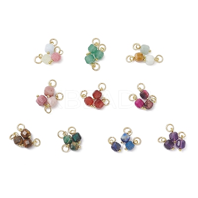 100Pcs 10 Styles Natural Stone Faceted Cube Charms PALLOY-JF04520-02-1