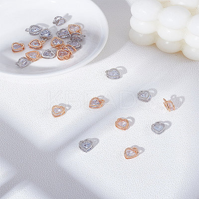 24Pcs 2 Colors Heart Alloy Charms ZIRC-LP0001-02-1