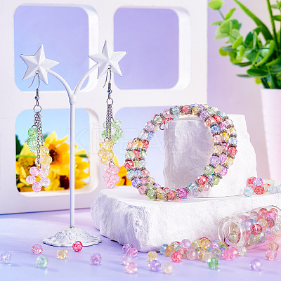 400Pcs 10 Colors Transparent Glass Beads Strands GLAA-TA0002-88-1