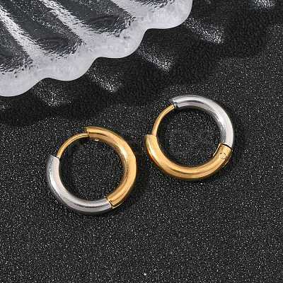 304 Stainless Steel Two Tone Hoop Earrings EJEW-P313-02A-G-1