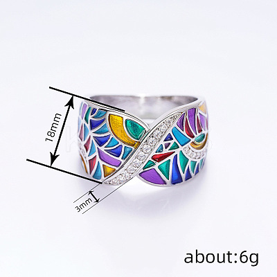Ethnic Style Brass Micro Pave Cubic Zirconia and Enamel Finger Rings FS-WG810B2-05-1
