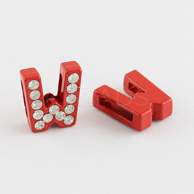 Mixed Color Zinc Alloy Grade A Rhinestone Letter Slide Charms ALRI-S130-W-1