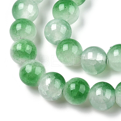 Crackle Baking Paint Imitation Jade Glass Beads Strands DGLA-T003-8mm-07-1