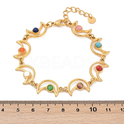 Bohemia Style 304 Stainless Steel Link Chain Bracelets for Women BJEW-M082-01G-02-1