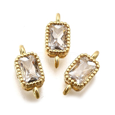 Real 18K Gold Plated Brass Micro Pave Cubic Zirconia Links Connectors ZIRC-L100-009G-07-1