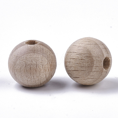 Natural Beech Wood Beads WOOD-T020-01B-1
