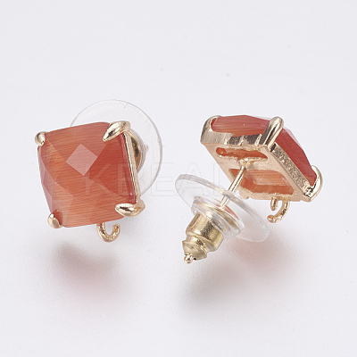 Faceted Glass Stud Earring Findings GLAA-F084-C-1