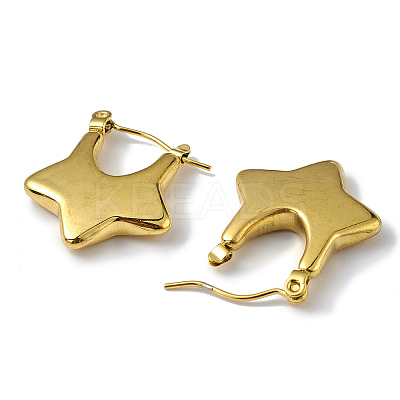 Ion Plating(IP) 304 Stainless Steel Star Thick Hoop Earrings for Women LS-EJEW-I284-08G-1