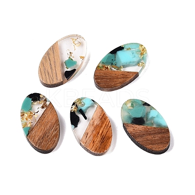 Transparent Resin and Walnut Wood Pendants RESI-T057-03J-1