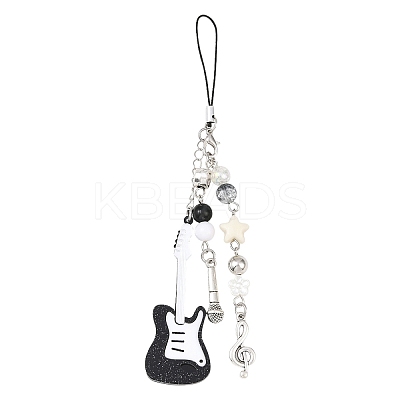 2Pcs ABS Plastic Imitation Pearl & Acrylic & Alloy Mobile Straps HJEW-YW00163-01-1