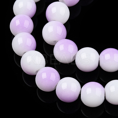 Two Tone Opaque Baking Paint Glass Beads Strands LS-DGLA-Q027-8mm-02-1