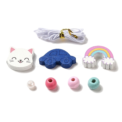 Children's Day Theme Maple Wood Jewelry Set DIY Making Kits WOOD-C006-02B-1