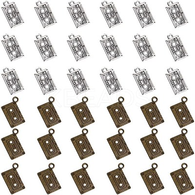 100Pcs 2 Colors Tibetan Style Alloy Cassette Tape Pendants FIND-DC0003-05-1