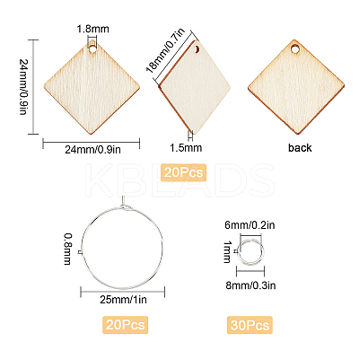 DIY Rhombus Wine Glass Charm Tags Making Kit DIY-SC0018-63-1