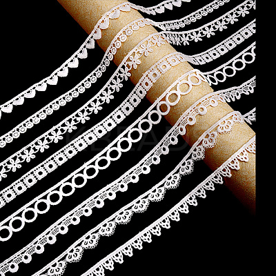 24 Yards 8 Styles Milk Fiber Lace Trim Ribbon OCOR-CY0001-09B-1