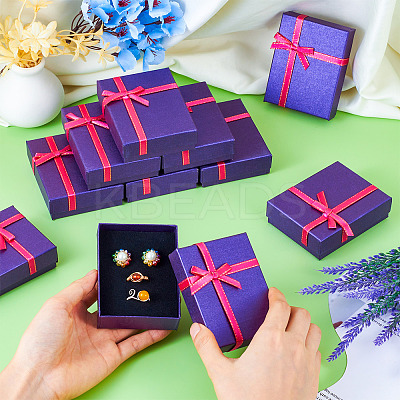 Rectangle Paper Jewelry Set Storage Boxes with Bowknot CON-TAC0014-04B-1