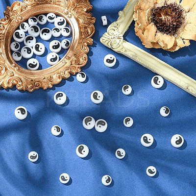 20Pcs Printed Opaque Acrylic Beads SACR-YW0001-96A-1