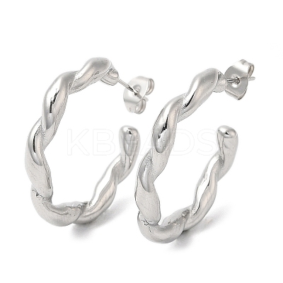 Non-Tarnish 304 Stainless Steel Twist Ring Stud Earrings EJEW-B026-24P-1