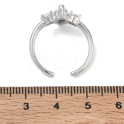 Brass Micro Pave Cubic Zirconia Cuff Open Rings for Women RJEW-L343-14P-1