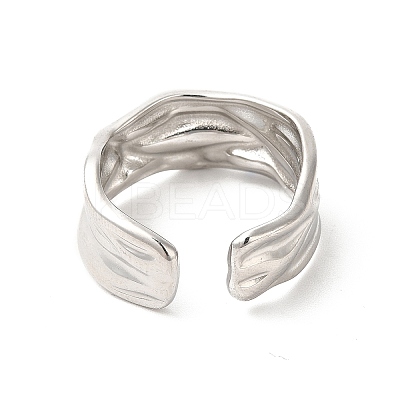 Non-Tarnish 304 Stainless Steel Twist Open Cuff Ring for Women X-RJEW-E063-24P-1