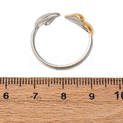 304 Stainless Steel Double Color Cuff Rings RJEW-S635-01GP-R-1