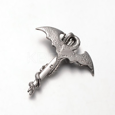 304 Stainless Steel Rhinestone Pendants STAS-M036-02AS-1