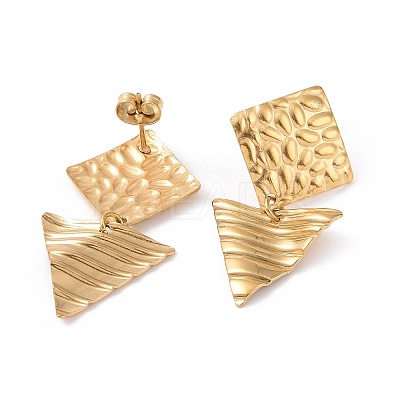 304 Stainless Steel Triangle with Rhombus Dangle Stud Earrings for Women EJEW-G328-16-1