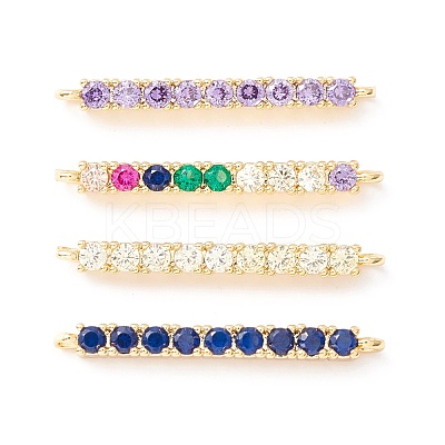 Rack Plating Brass Micro Pave Cubic Zirconia Connestor Charms KK-D073-03G-NR-1