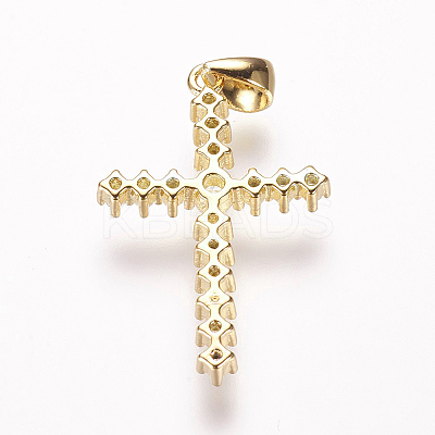 Brass Micro Pave Cubic Zirconia Pendants ZIRC-E108-10G-NR-1