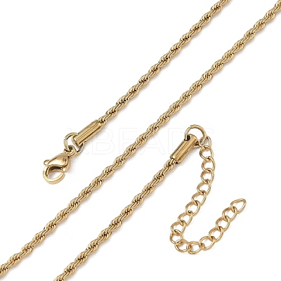 10Pcs 2MM 304 Stainless Steel Rope Chain Necklaces NJEW-G203-08G-1