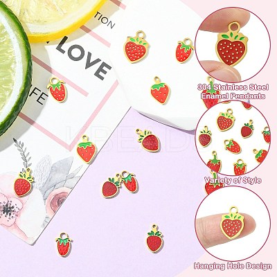 14Pcs 7 Styles 304 Stainless Steel Enamel Pendants STAS-CJ0002-95-1