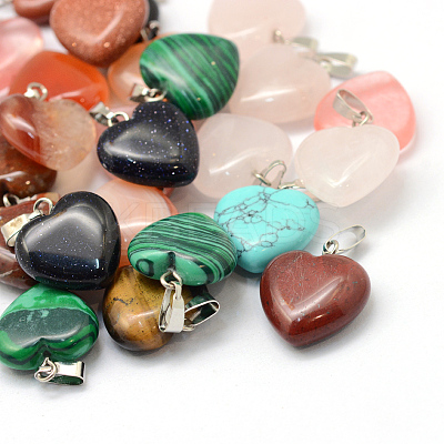 Heart Natural & Synthetic Mixed Stone Pendants X-G-Q371-M-1