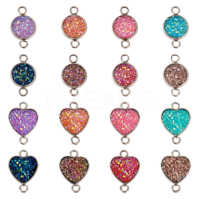 32Pcs 16 Styles 304 Stainless Steel Connector Charms STAS-TA0002-27-1