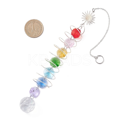 Glass Round & Octagonal Beads Hanging Suncatchers HJEW-JM04605-02-1
