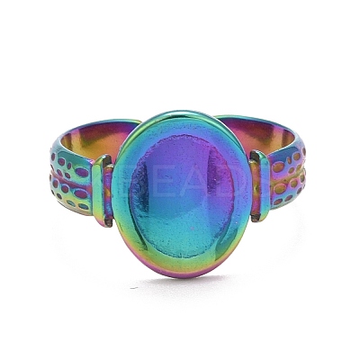 Rainbow Color Ion Plating(IP) 304 Stainless Steel Open Cuff Rings RJEW-A005-15-1
