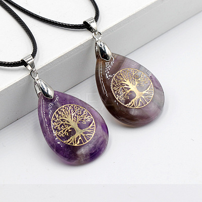 Natural Amethyst Pendant Necklaces FS-WG13773-06-1
