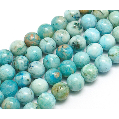 Natural Gemstone Hemimorphite Round Beads Strands G-L145-8mm-01-1