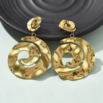 304 Stainless Steel Dangle Stud Earrings for Women EJEW-K268-13C-G-1