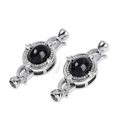 Brass Micro Pave Clear Cubic Zirconia Fold Over Clasps KK-U043-55P-1