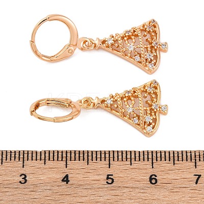 Brass Micro Pave Clear Cubic Zirconia Leverback Earrings EJEW-K300-28G-1