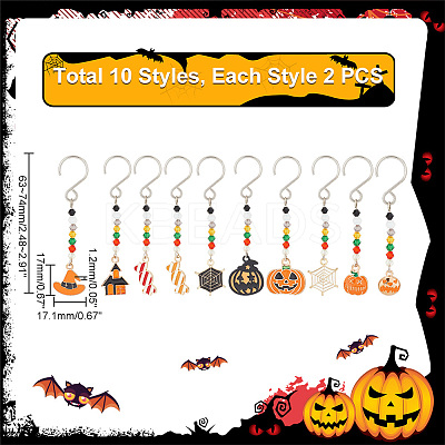 Halloween Theme Alloy Enamel Pendant Decorations HJEW-AB00251-1
