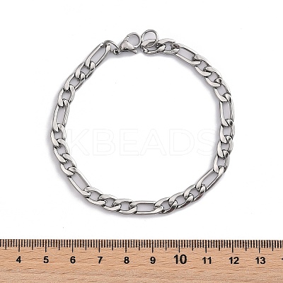 Tarnish Resistant Trendy Women's 304 Stainless Steel Figaro Chain Bracelets STAS-A028-B017P-1