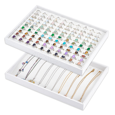 2Pcs 2 Styles MDF Jewelry Trays for Rings Necklaces Bracelets ODIS-PH0001-85B-1