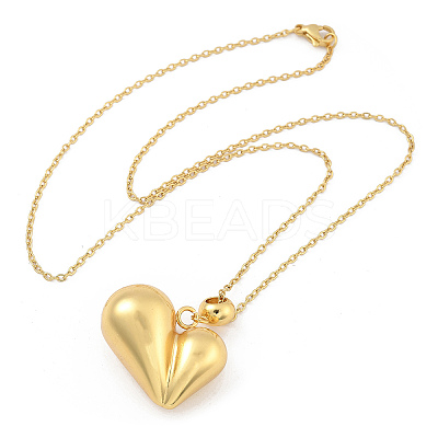 201 Stainless Steel Love Heart Pendant Necklaces for Women NJEW-Z069-01G-01-1