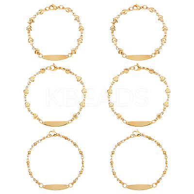 3Pcs 3 Style 304 Stainless Steel Oval Link Bracelets Set for Women BJEW-UN0001-24-1